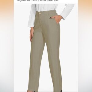 Elegant Khaki Women's 28” straight lined dress pants with pockets Tapata